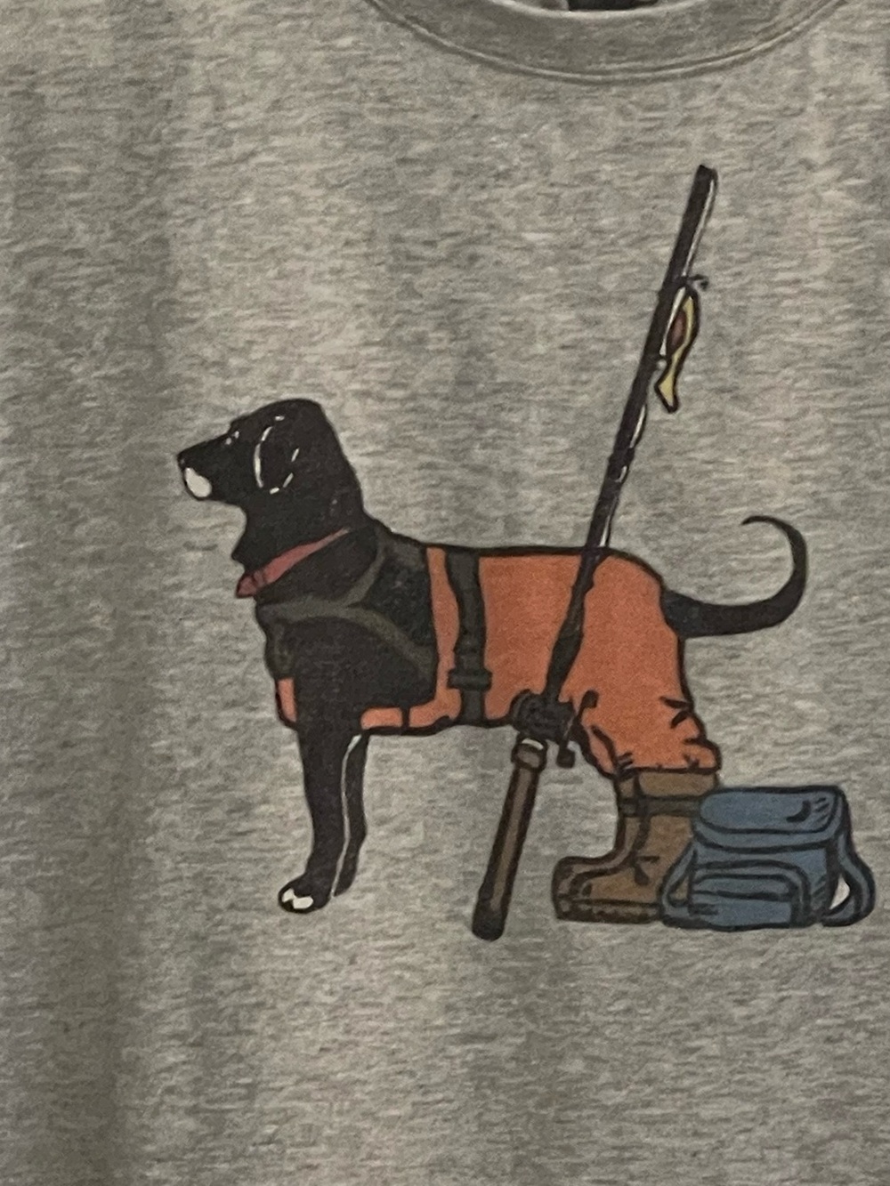 RARE The Black Dog Fisherman Graphic on Gray Short Sleeve Tee Shirt sz Large